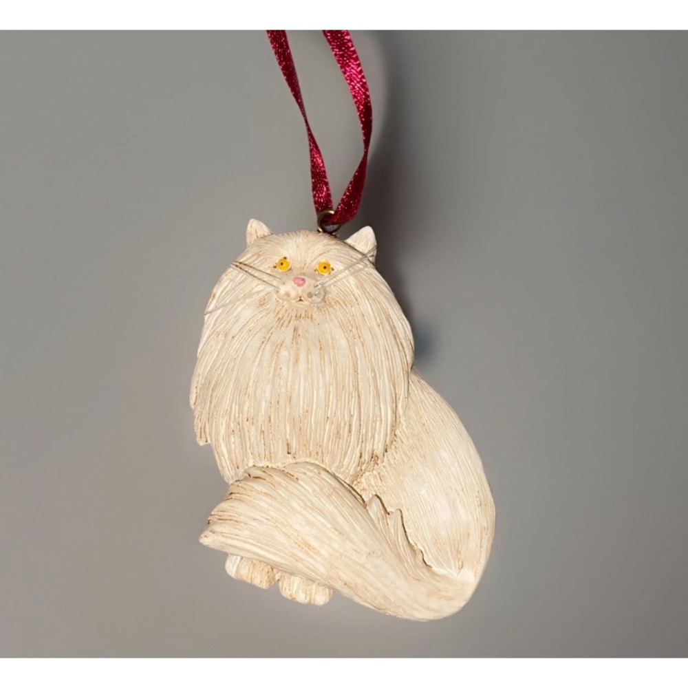 Vintage Debbie Mumm Persian Cat‎ Christmas Ornament  Signed